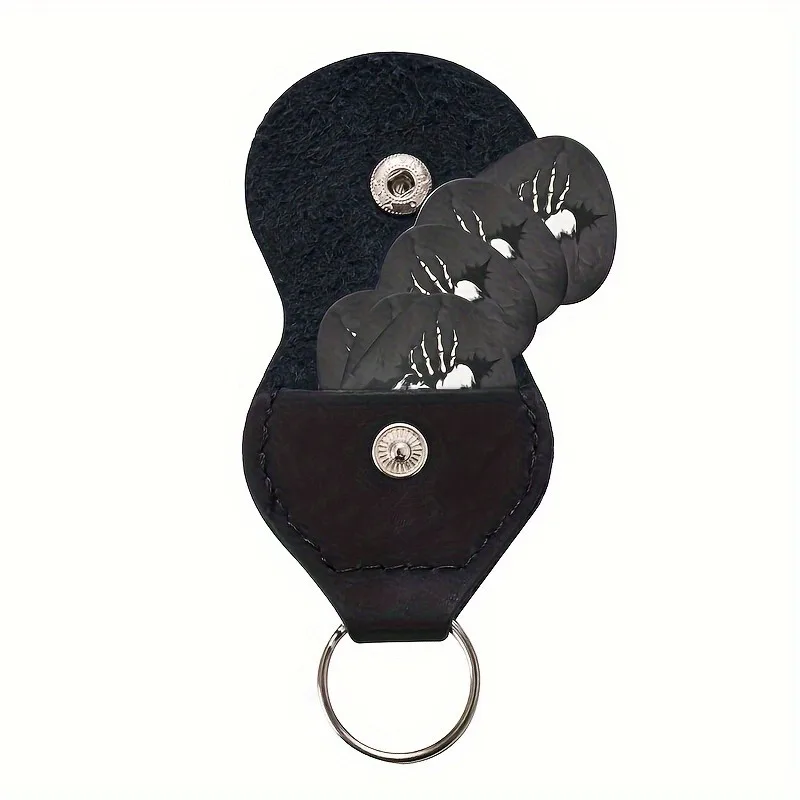 Guitar Picks 6 Pcs Original Sound Guitar Picks Double-Sided Printed Ukulele Guitar Finger Shrapnel Keychain Holster Gift For Music Lovers