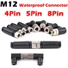 M12 sensor connector 4pin 5pin M12-8 waterproof male&female plug screw threaded coupling A Code sensor connectors 1
