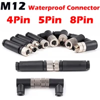 M12 sensor connector 4pin 5pin M12-8 waterproof male&female plug screw threaded coupling A Code sensor connectors 1