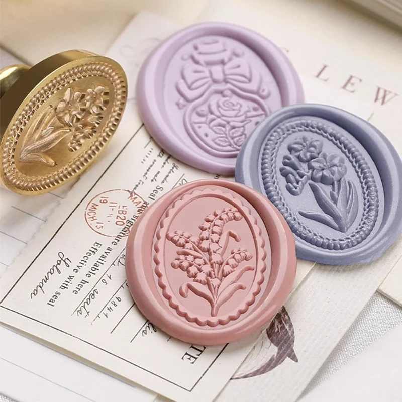 CRASPIRE Poppies Wax Seal Stamp Head – Brass, 1 Inch, For Invitations, Letters & Crafts