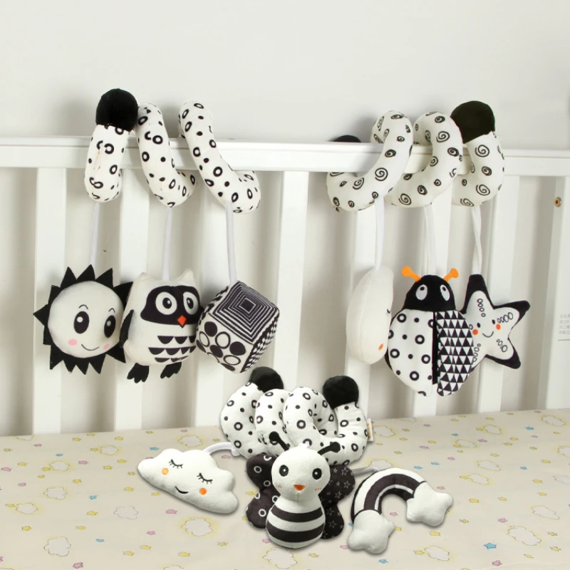 

Мягкая мерная погремушка для ребенка, черно-белая Интерактивная мерная погремушка для детской кроватки, пищалка, кукла, игрушки для малышей