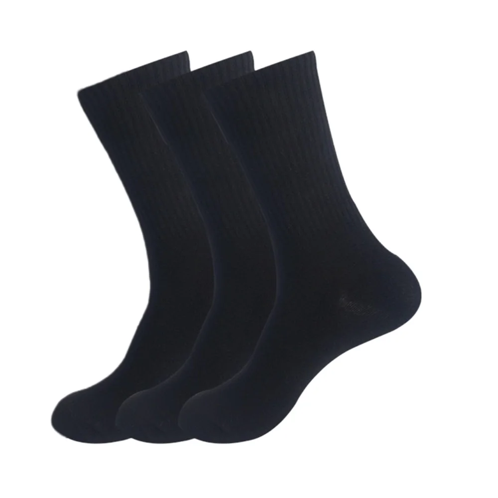 Chaussettes mi-mollet simples et confortables pour hommes, chaussettes noires et blanches unies, adaptées à l'automne et à l'hiver, 3 paires, 6 paires