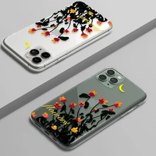 

Transparent Phone Case, UV Printed Hand Painted Flower Pattern for iPhone 8 11 12 13 X Pro Max, Shockproof Lightweight TPU Case