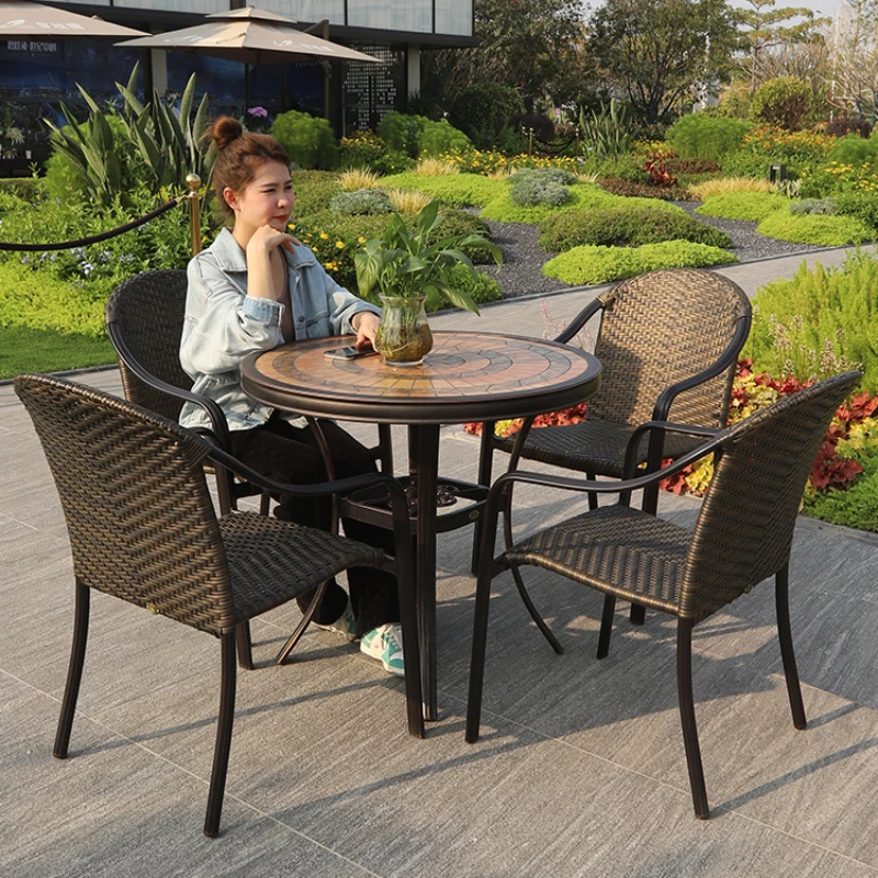 Outdoor table and chair courtyard villa garden outdoor three-piece set