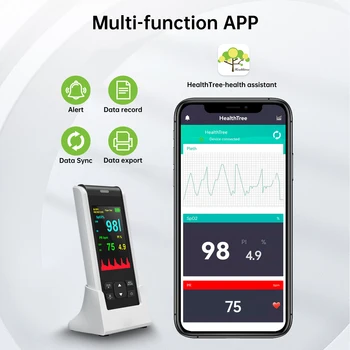 HealthTree Medical Handheld Pulse Oximeter Portable Rechargeable Bluetooth APP Control SpO2 Monitor for Adult Children Newborns 3