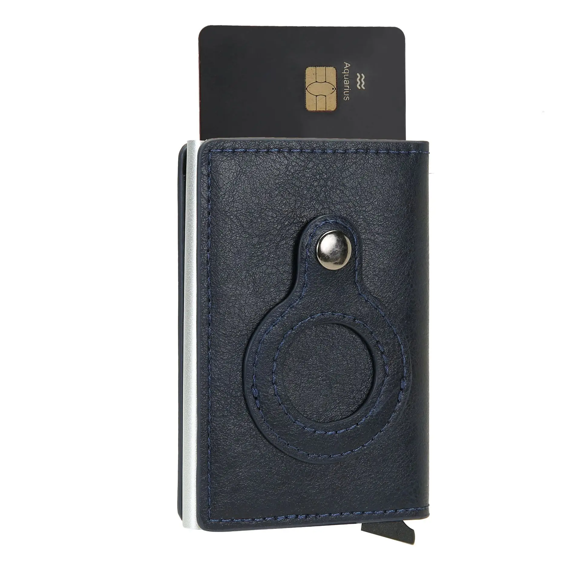 Wallet Leather Case for Airtag Apple AirTags GPS Tracker Men's Air Tag Wallet Money Clip RFID Blocking Credit Card Holder