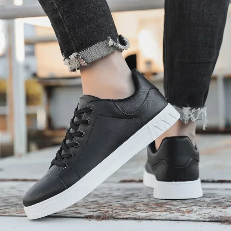 Classic Men Leather Shoes Spring Summer Trendy All-match Platform Casual Shoes Loafers British Leather Sneakers Flats leather sneakers,leather shoes