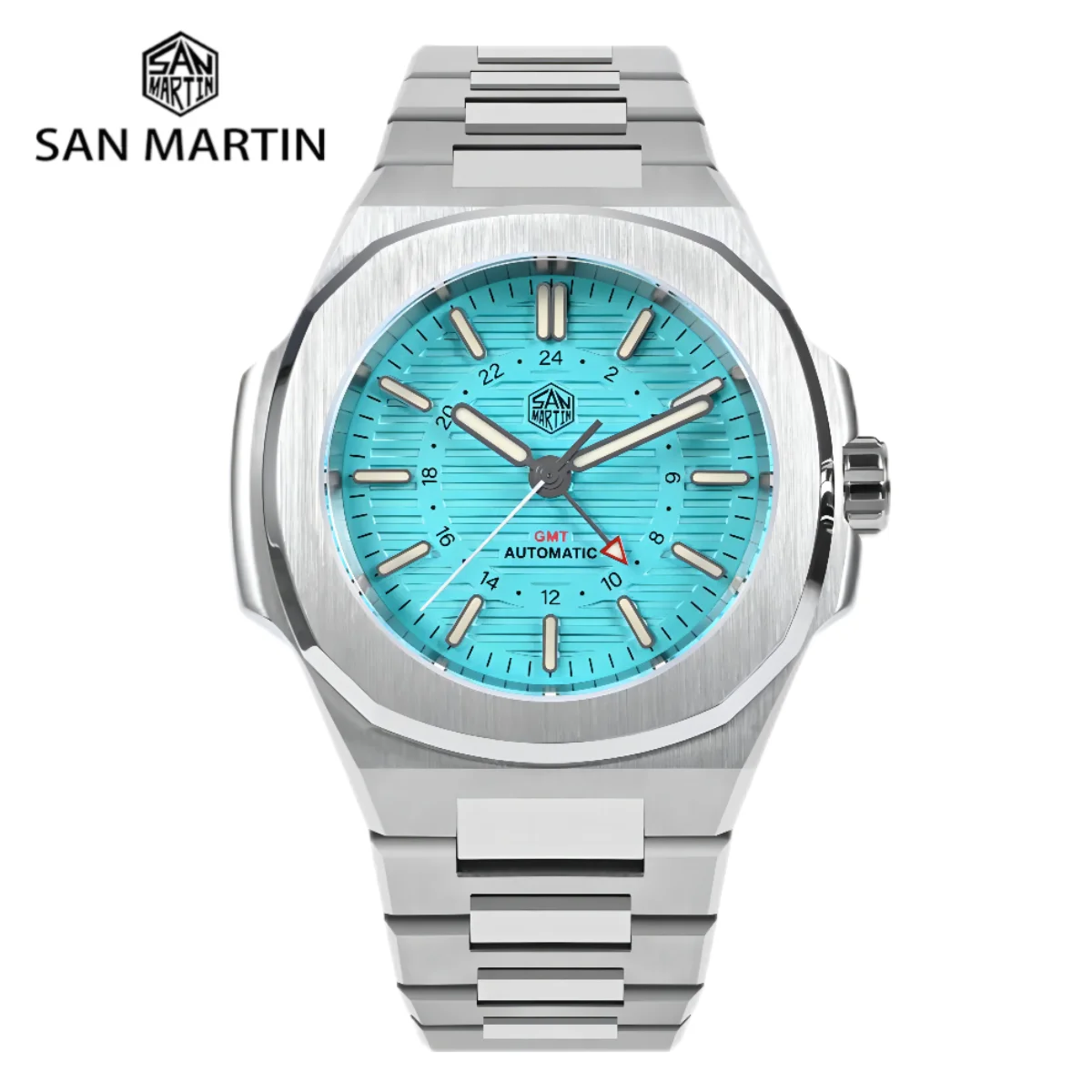 San Martin 43mm Automatic Mechanical Wristwatches For Men GMT Watch 6460 Luxury 10Bar Luminous Relogio Masculino BGW-9 SN0075C