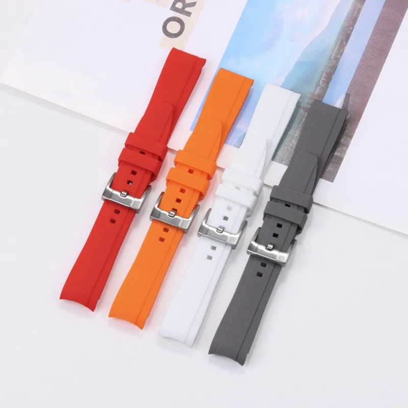 Curved End Silicone Rubber Watch Strap - Universal Diving Bracelet