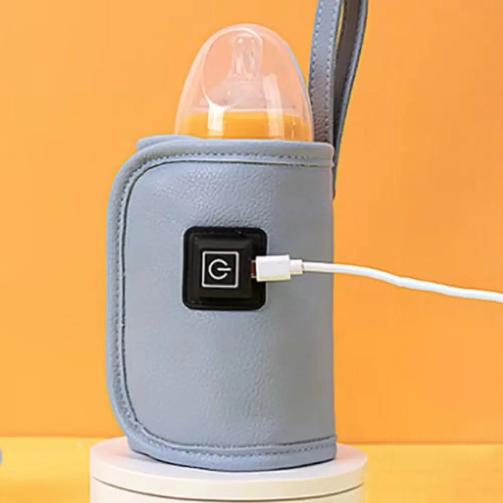 PU Leather Baby Bottle Insulation Cover Universal Car-Mounted USB Milk Bottle Warmer Adjustable Gear Nursing Bottle Heater