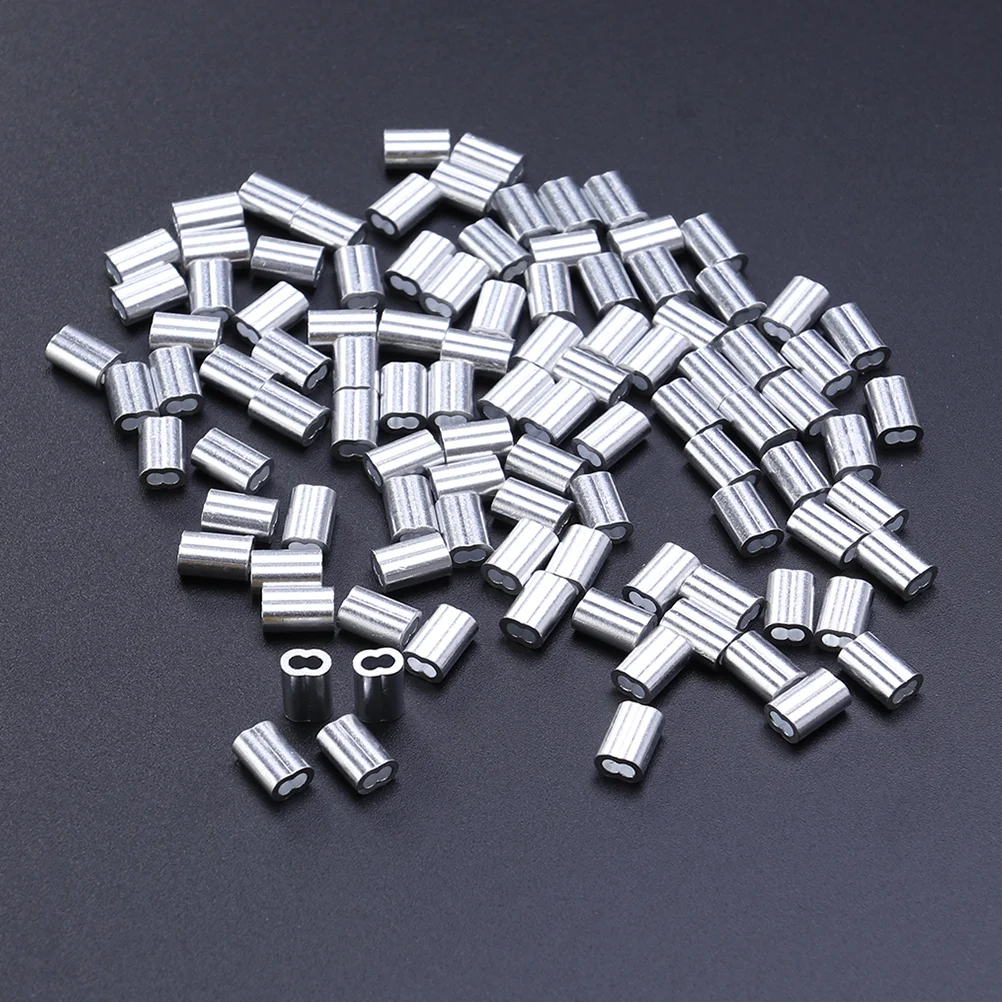 

200 Pcs Steel Wire Rope Double Hole Aluminum Sleeve Crimp Wire Connectors Connectors Clamp The