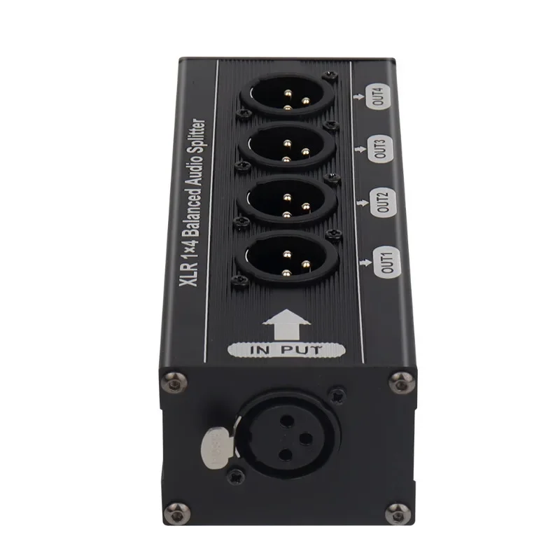 M13K-XLR 1X4 밸런스드 오디오 스플리터 1입력 4출력 XLR 오디오 스플리터 XLR 오디오 신호 분배기 박스