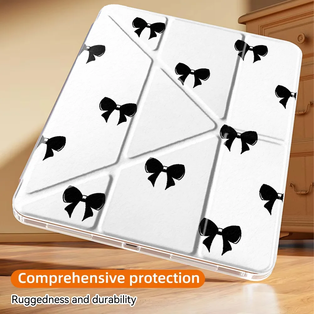 Sleek Black Love Heart Tablet Case with Pen Slot Cover