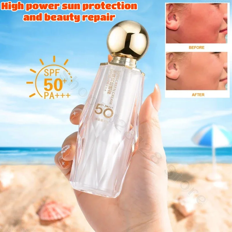 PA+++ Sunscreen Sunscreen Clear and Isolated Little Golden Man Waterproof Sweat-proof No Makeup Moisturizing Sunscreen 30g barber clear work apron chef clear work apron adjustable cross strap oil proof antifouling work clear work apron for women men