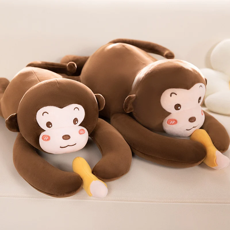 Fun Kawaii Long Arms Monkey Plush Doll Pillow Warm Hug Brown Banana Monkey Plush Toy For Boys And Girls Appease Toy