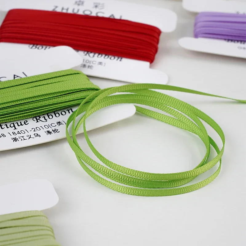 10Yards/lot 3mm Two-sided Rib Ribbons for Christmas Candy Box Birthday Gift Packing DIY Hair Accessories