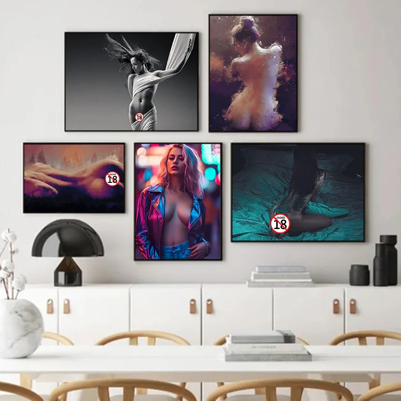 retro-y-naked-women-canvas-poster-feminine-charm-pictures-portrait