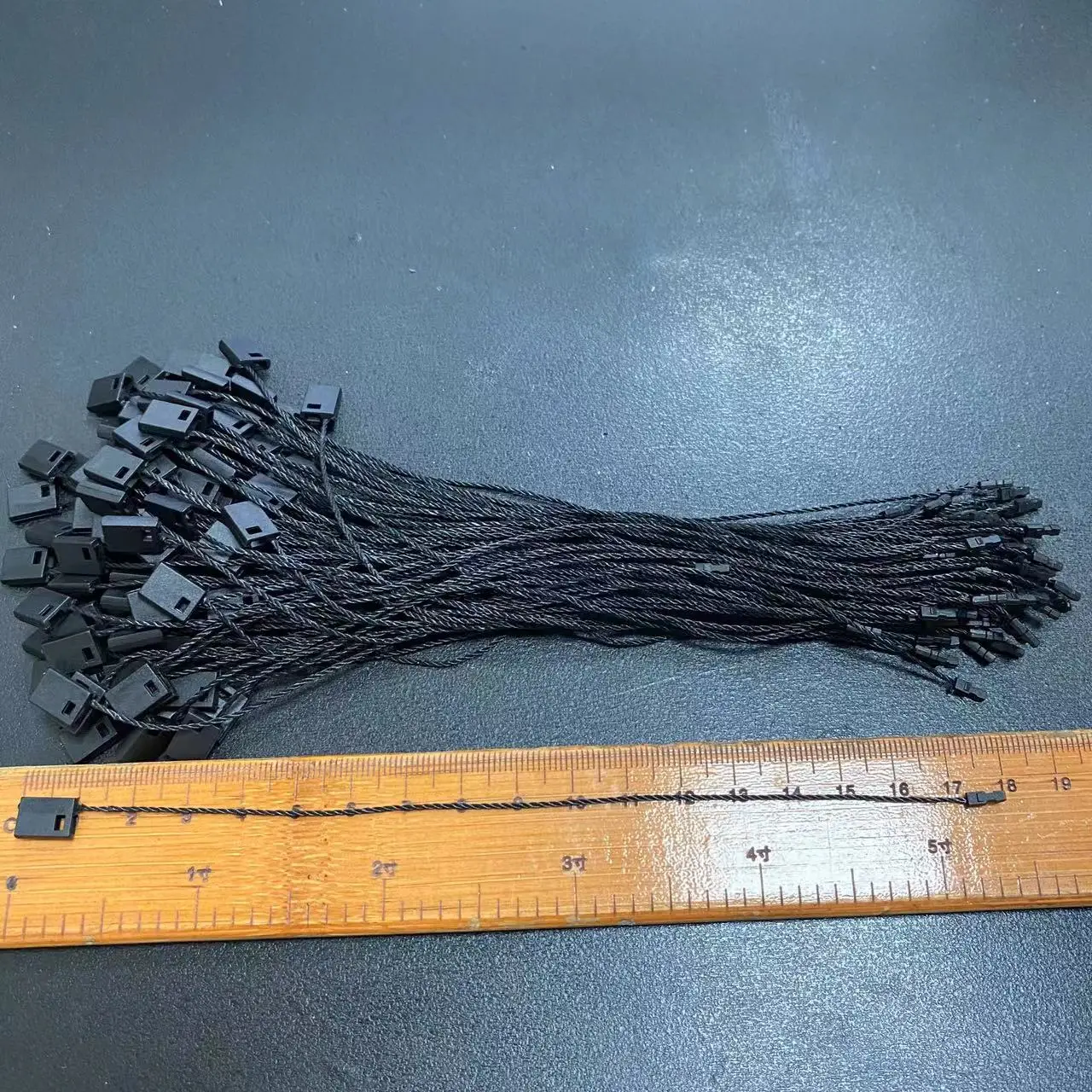 Plastic Tag White Beige Black Hang Tag Polyester Rope String Snap Lock Pin Loop Tie Fasteners 100PC /lot,clothing hang tags