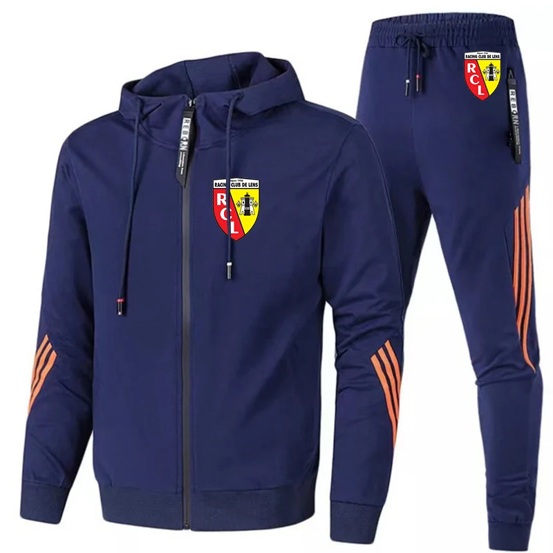 Ensemble décontracté imprimé Euro Club Rc Lens pour hommes, survêtements Sportedly, sweats à capuche et pantalons, Hip Hop Street Aadt, printemps, automne, nouveau, 2 pièces