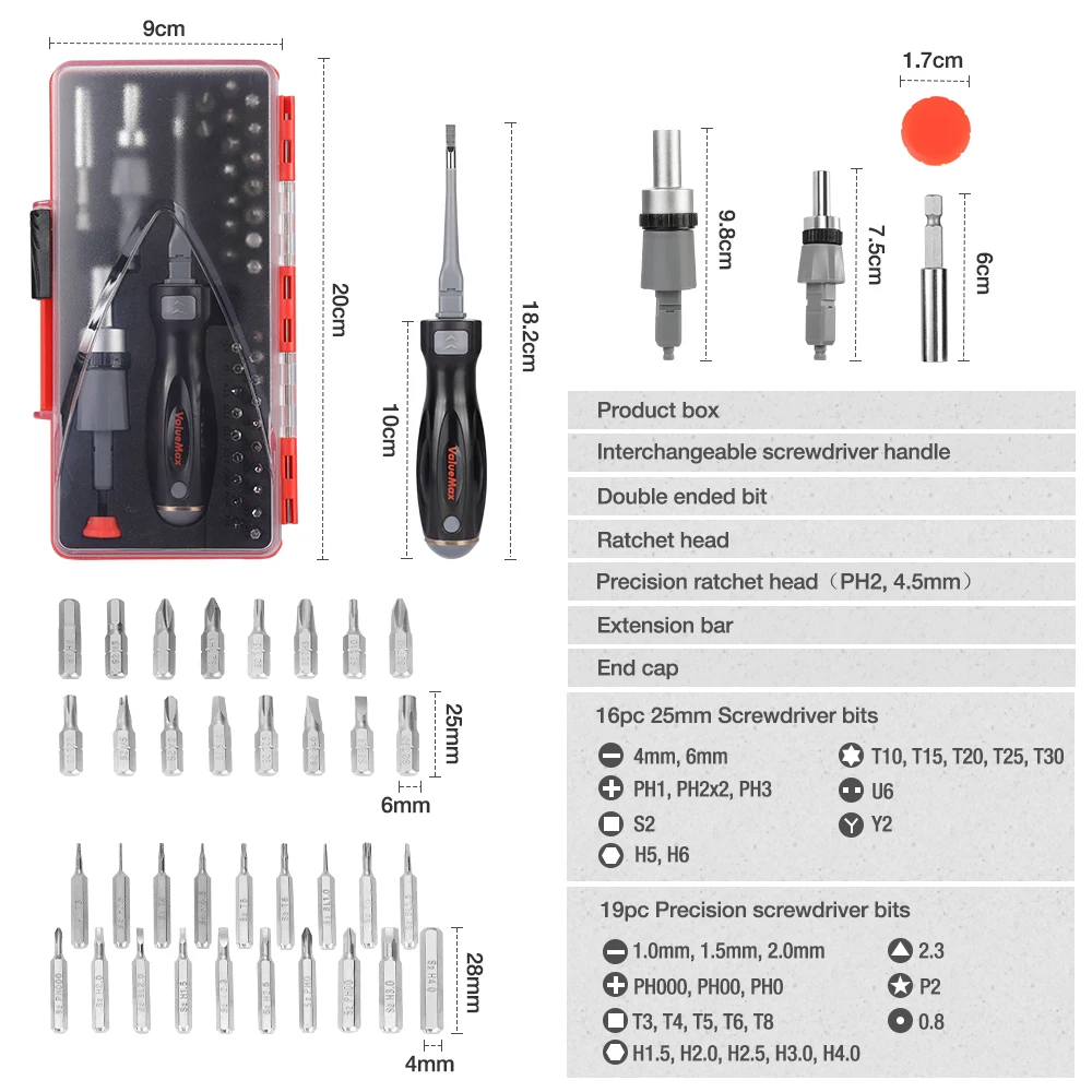 VALUEMAX Multi-function Screwdriver Set Precision Magnetic Bits Screw Driver Set for Phone Laptop Repair Disassembly Tool