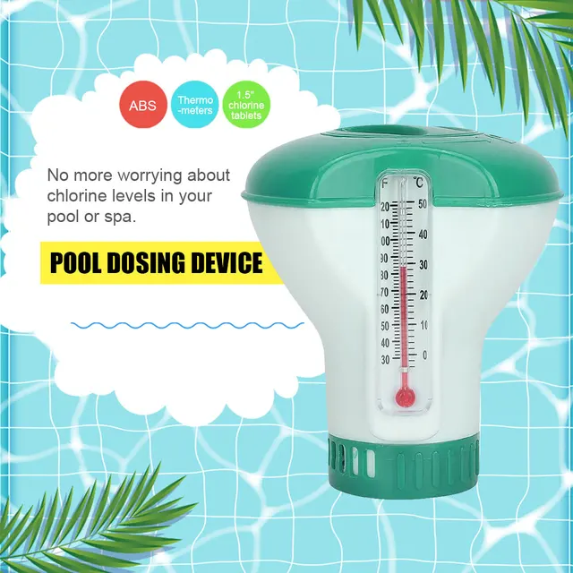Úszómedence Úszó Klór Adagoló Automatikus Hőmérővel Applikátor Tabletták Fertőtlenítő Medence Kiegészítők - Image 2