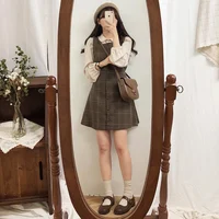 Preppy Sty Japan Girls Matching Outfits Date Lady Autumn Spring 2023 A Line Women Plaid Shirt Dress - Image 6