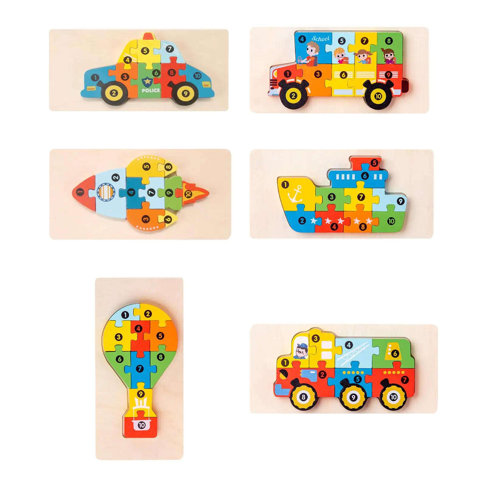 

Wooden Puzzles Activity Toys Vehicle Car Puzzles Montessori Toys for 3 Year Old for Fine Motor Skills Preschool Kids Boys Girls