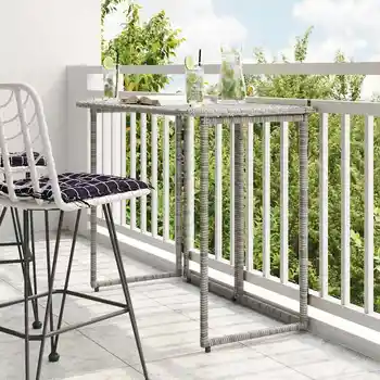 Tavolo da giardino pieghevole grigio 90x51x75 cm in polyrattan Tavolo da giardino per esterni Tavolo da picnic Decorazione di mobili da esterno 1