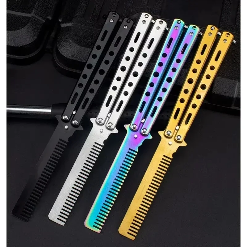 Foldable Comb Stainless Steel Practice Training Butterfly Knife