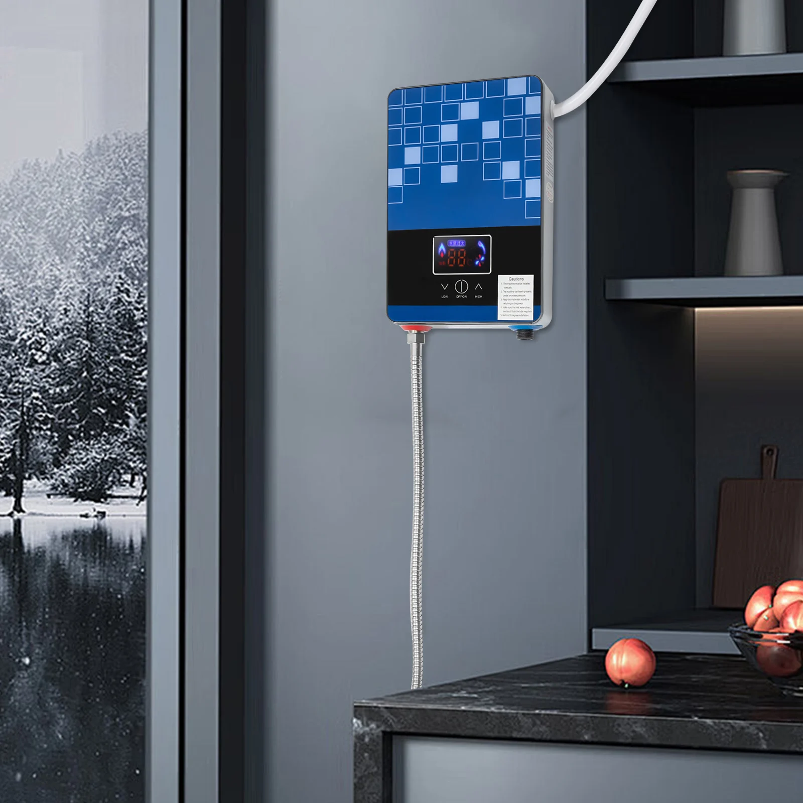 Tankless Electric Hot Water Heater 4500W 110V Instant Water Heater On Demand Bath Shower LED Screen Display for Bathroom