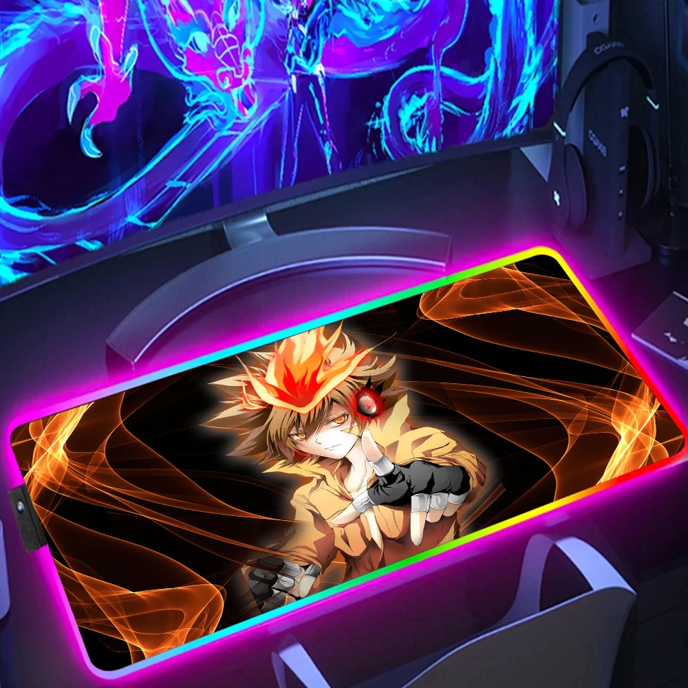 

Katekyo Hitman Reborn Gamer RGB Anime Mouse Pad Gaming Accessories LED Light Mat Mousepad Xl Gamer Backlight Keyboard Table Mats