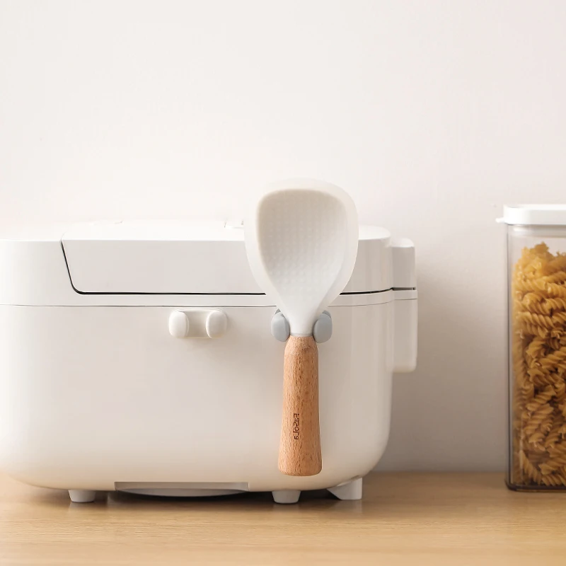 Rice Spoon Holder Silicone Storage Rack Kitchen Wall-Mounted Cooker Spoon Shelf Placement Rack