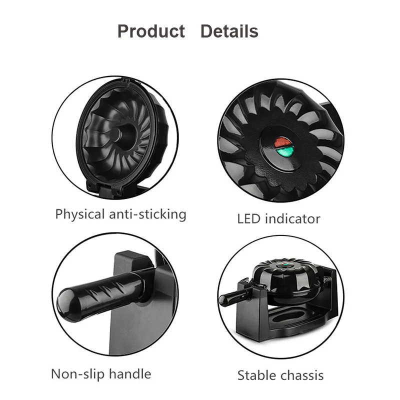 1800W Electric Flip Cake Maker Rapid Non-Stick Rapid Uniform Heat Pan Breakfast Dessert Cooking Machine Bread Toaster 5