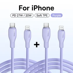 Baseus USB-C 20W Fast Charging Cable with TPE Jacket - 1.2m (2pcs Purple)