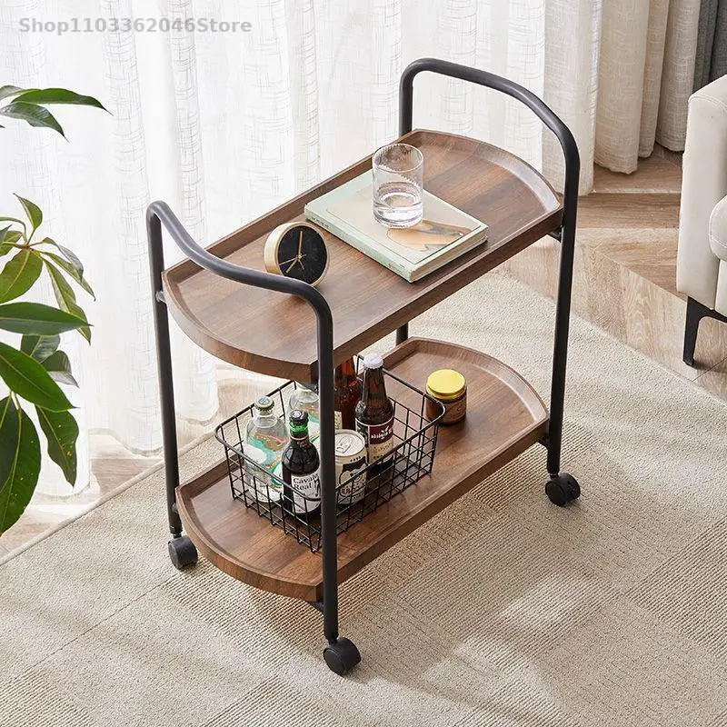 Hotel Restaurant Delivery Car Double Wooden Wine Car Tea Dessert Cake 4s Shop Mobile Cart