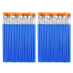 100-Piece Kids' Art Painting Brush Set - Variety of Flat, Round, and Pointed Brushes for Acrylic, Watercolor, and Oil Painting (Flat 100pcs)