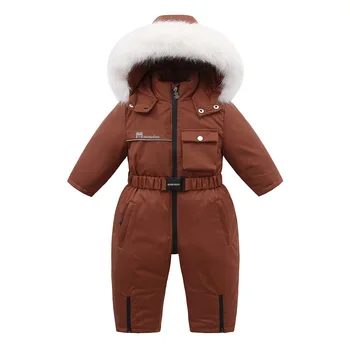 AYNIGIELL جديد الشتاء بدلة تزلج للأطفال 2-5Y الفراء بطانة الصبي الثلوج دعوى ارتداء الفتيات وزرة دافئة الأطفال رشاقته سنوسويت بذلة 5