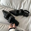 Strap shoes, Gothic thick heels, women's high heels, rivets, street style, medium heels, punk retro casual sandals 1