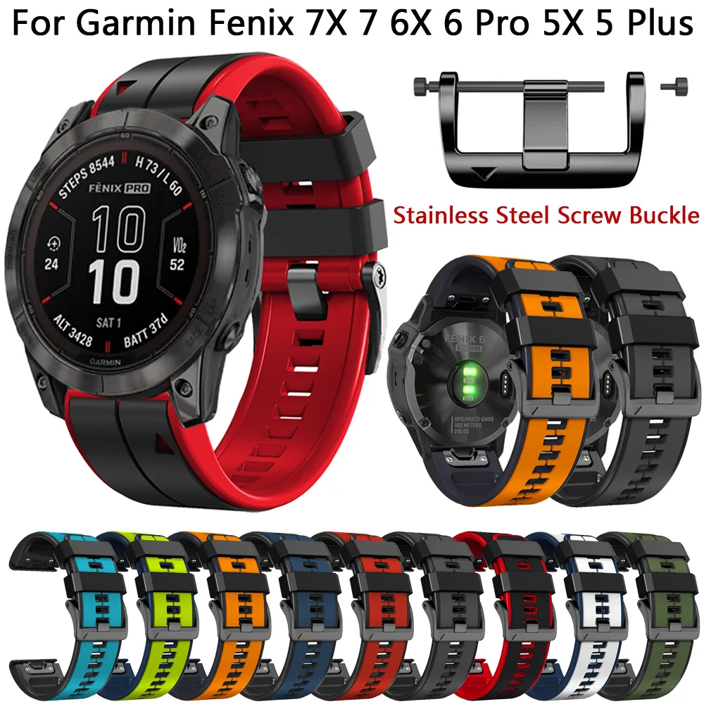 

22mm 26mm Quick Release Strap Band For Garmin Fenix 7X 7 6X 6 Pro 5X 5 Plus 3 HR Wrist Bracelet Epix MK1 MK2i Silicone Watchband