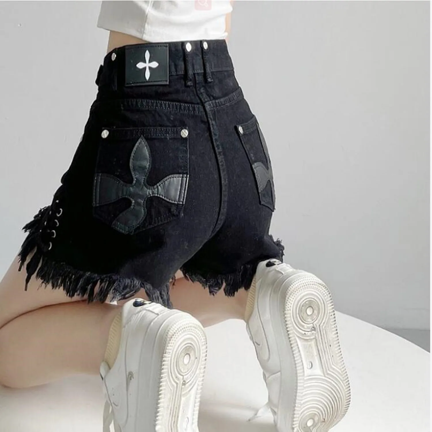 

Retro Large 5XL Design High Waist Denim Shorts Women's Traf 2023 Summer New Streetwear Spicy Girls Hot Shorts Y2k Raw Edge Jeans