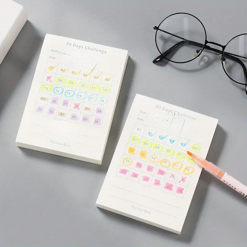 30 Day Self-Discipline Checklist Planner Daily Challenge Notepad Self-adhesive Memo Pads Mini Pocket Checklist Writing Pads 2