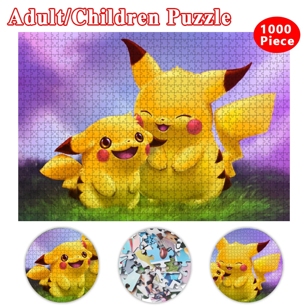 TAKARA TOMY Pokemon Pikachu Jigsaw Puzzles Cartoon 1000 Pieces Paper Puzzle Kids/adult Educational Toys Art Craft Gift genuine takara tomy pokemon figures collection moncolle ex pocket monster action pikachu model toys dolls kids anime gift