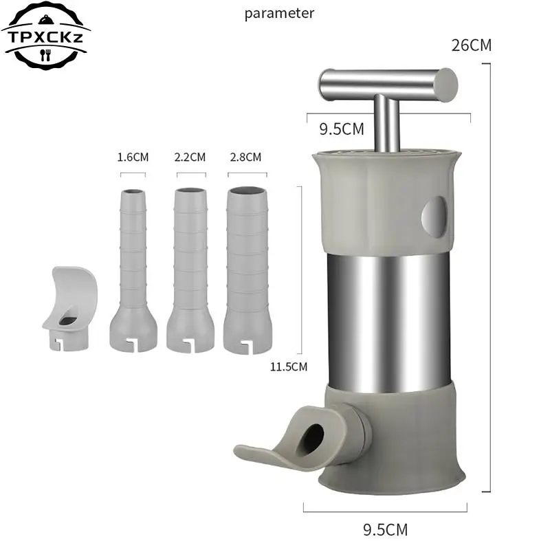 Sausage Stuffer 1set Stainless Steel Sausage Meat Stuffer Horizontal Sausage Maker Homemade Kitchen Meat Maker Tool Filler