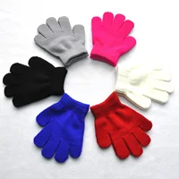 Children Knitted Gloves Winter Kids Kindergarten Student Solid Furry Full Finger Mittens Writing Warmer Hand For 3-7 Years Old 1