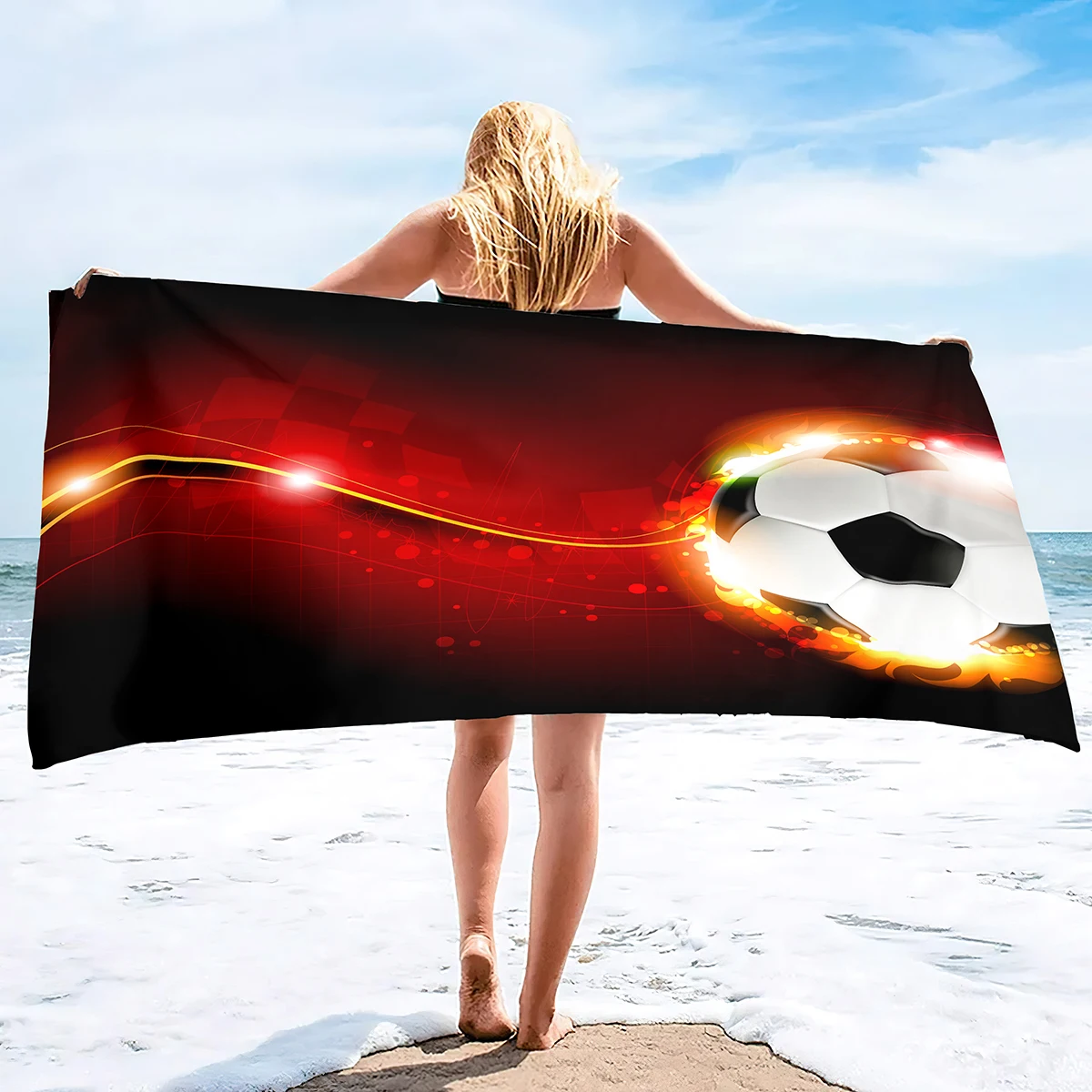 

Soccer Ball Towels Bath Towel Microfiber Beach Towels Cool Oversized Towels Extra Large Towels for Bathroom Hotel Swimming Pool