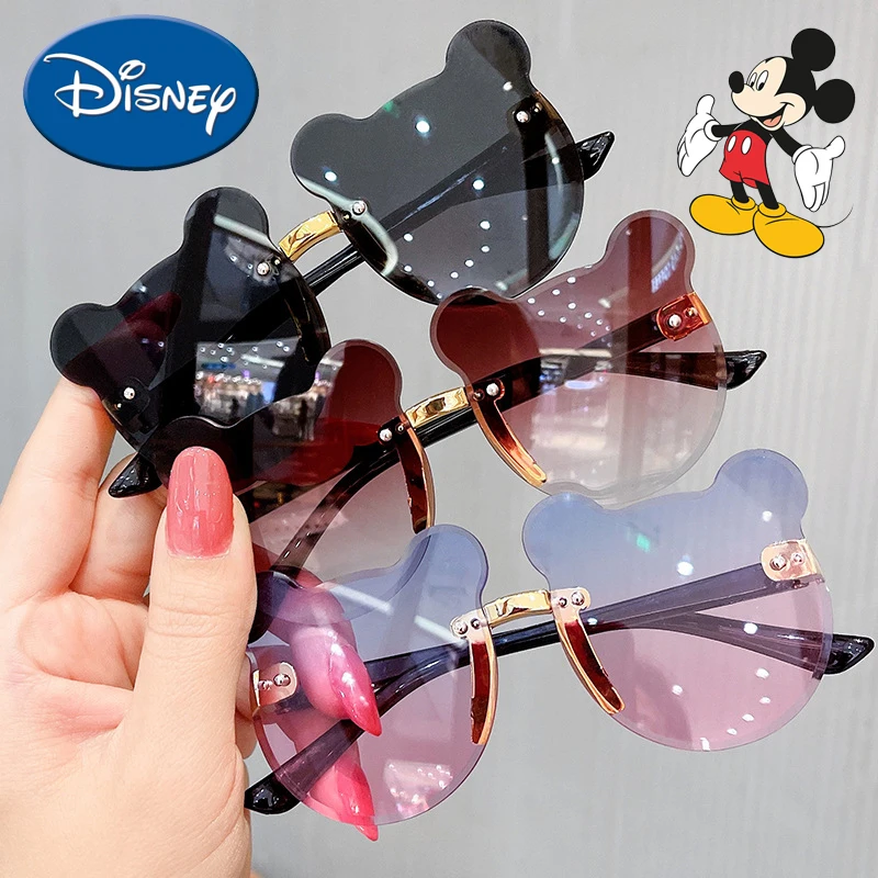 Disney-gafas de sol sin montura de Mickey Mouse para niños y anteojos de sol de dibujos animados, Anti-UV, para exteriores y playa - AliExpress