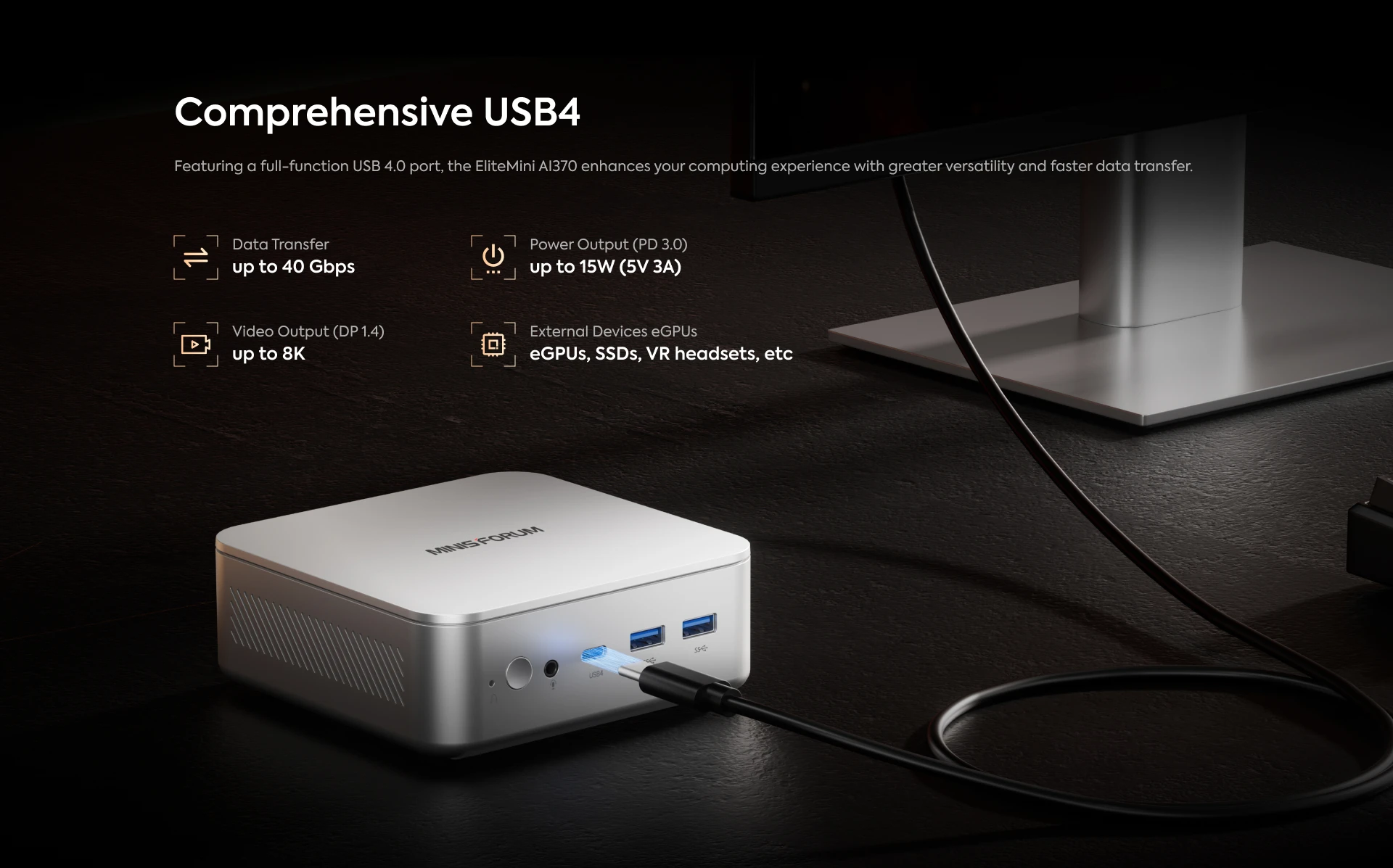 MINISFORUM AI370 MINI PC AMD Ryzen AI 9 HX 370 AMD Radeon 890M