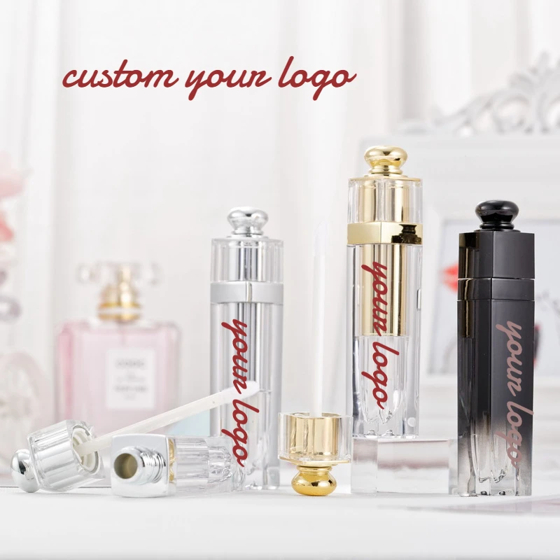 

20pcs/lot Custom Logo 5ml DIY Gold Lip Balm Tube Container With Cap Empty Lipstick Bottle Lipgloss Tube Cosmetic Container