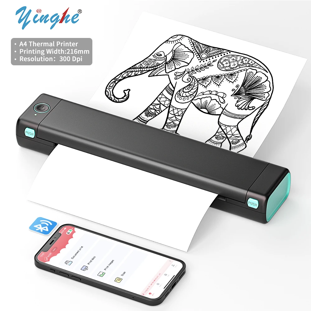 M08f A4 Papier Draagbare Thermische Printer 216Mm Draadloze Bluetooth Printer Compatibel Met Android Ios Laptop Voor Reisbureau image_1