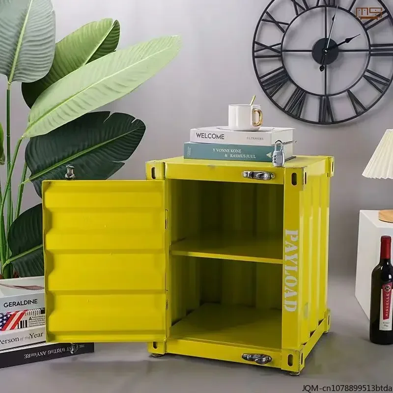 Creative Retro Industrial Style Metal Storage Cabinet Bedroom Bedside Table Cafe Window Display Storage Box Home Furniture